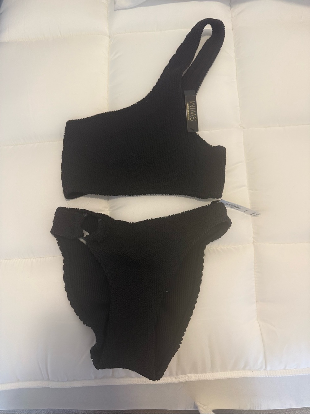 Victoria's Secret Black One-Shoulder Textured Bikini Set